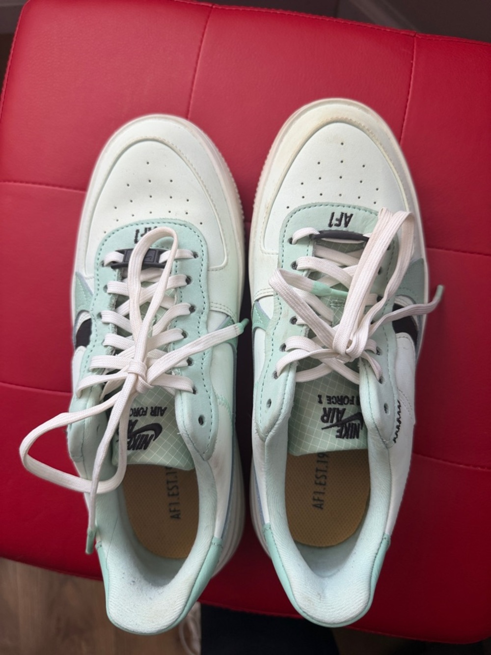 Nike Air Force 1 Low Mint Green & White with Black Swoosh